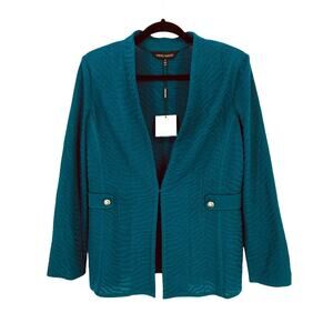 Ming Wang Deep Green Animal Stripe Textured Jacket Size Small Tailored Fit